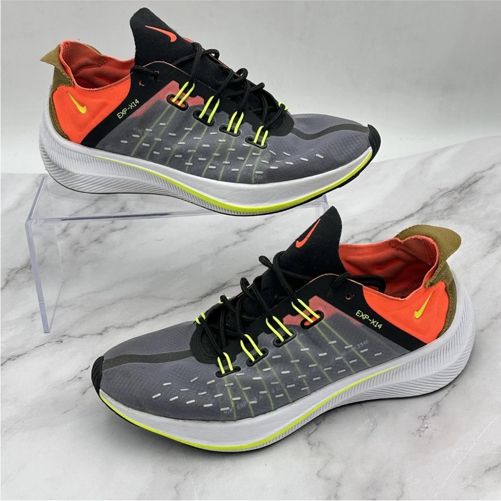 Nike EXP-X14 Shoes Womens Size 7.5 Gray Orange Volt Running Sneakers AO3170-002